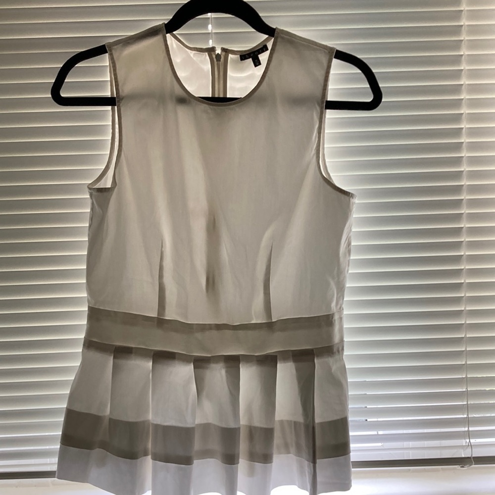 white theory sleeveless blouse